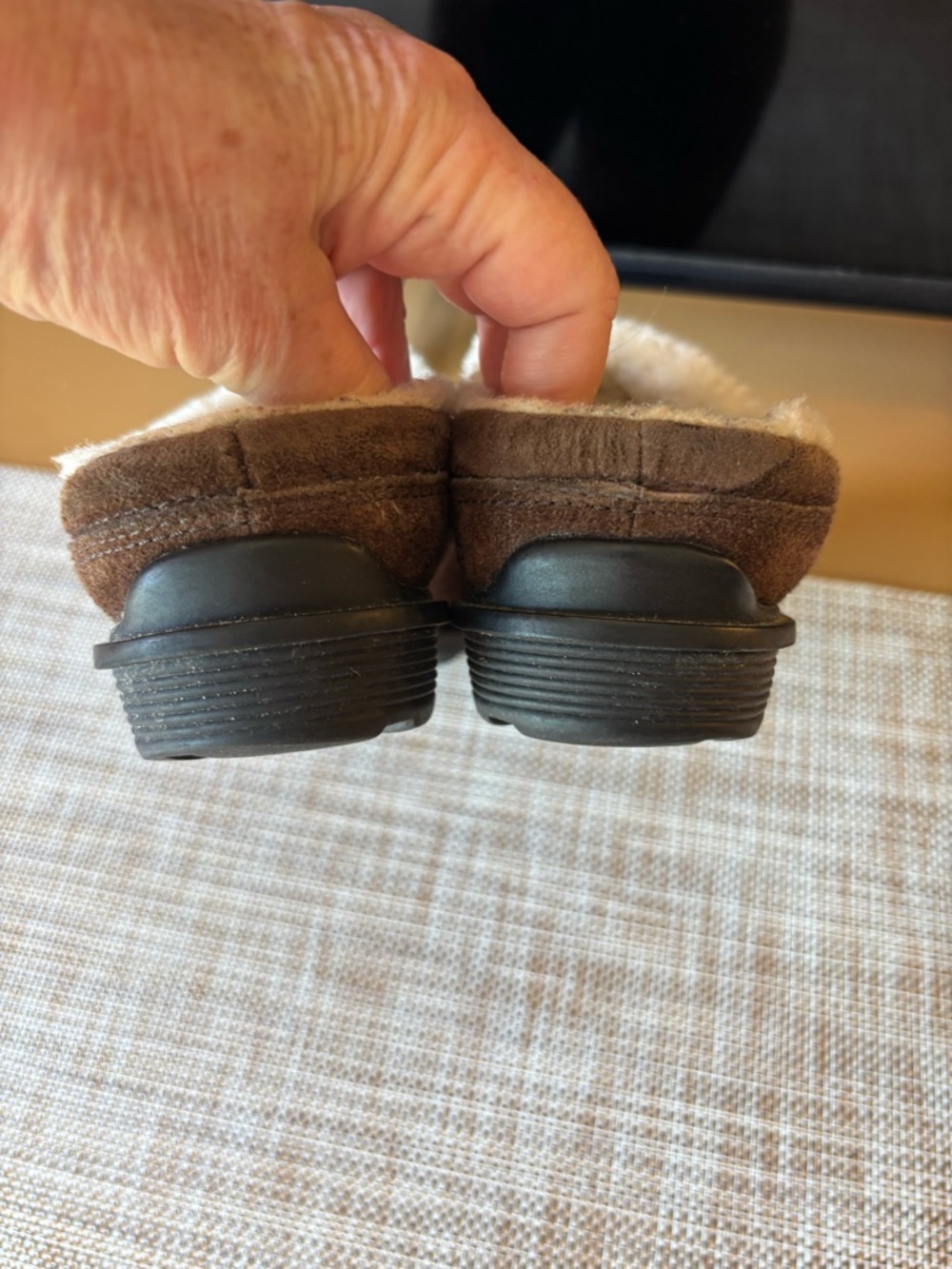UGG Brown Suede Shearling-Lined Women's Clog Mules - Picture 8 of 10